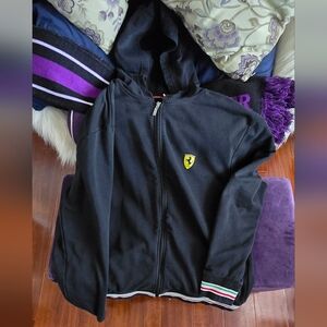 Black Zip-Up Hoodie with Logo